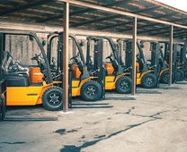Yellow forklifts parking
