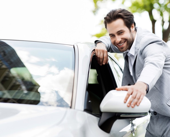 Choosing new car, buying auto in dealership, rent and positive emotions of human Choosing new car, buying auto in dealership, rent and positive emotions of human