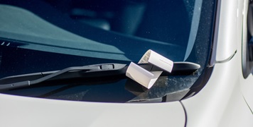 Ticket for illegal parking issued by australian parking ranger on a windscreen of a white car