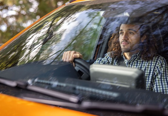 Man driving car