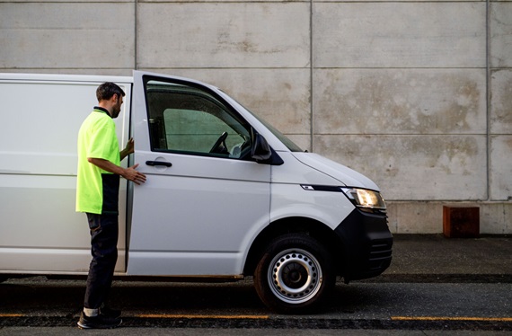Driver closing van door