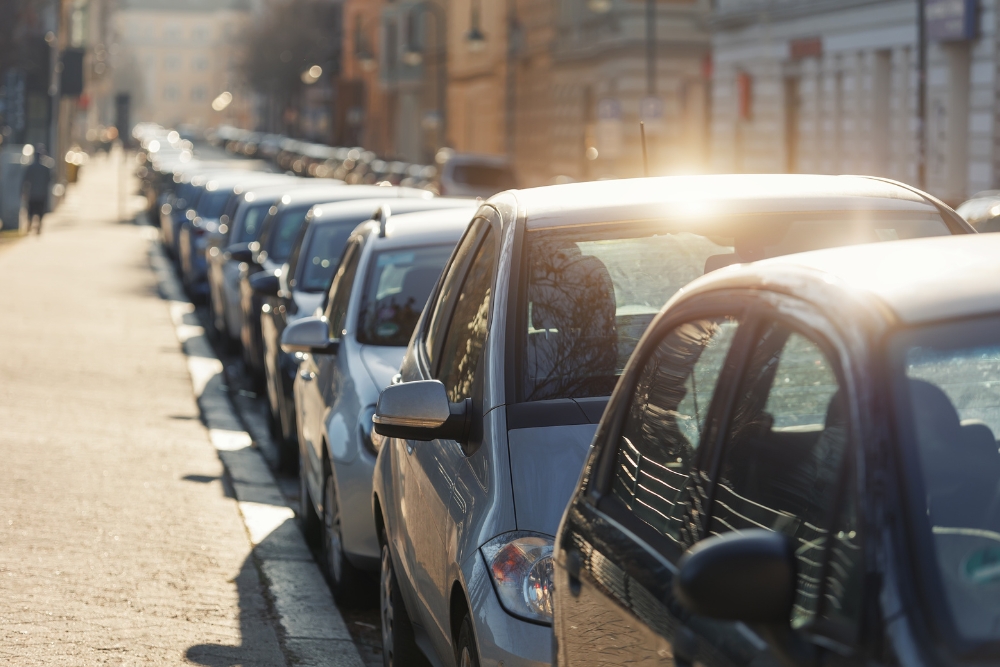 budget image A line of cars on a UK street