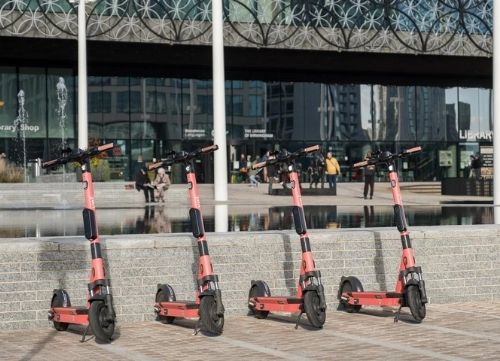Row of e-scooters