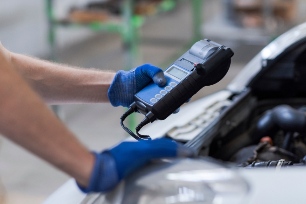 a car having its emissions tested
