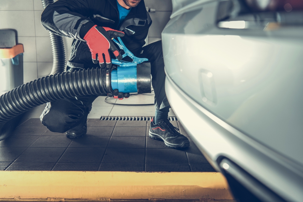 A PHEV emissions test taking place