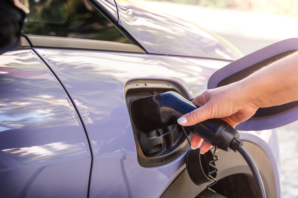 A european EV being charged