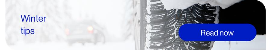 car wheel with snow and read now button